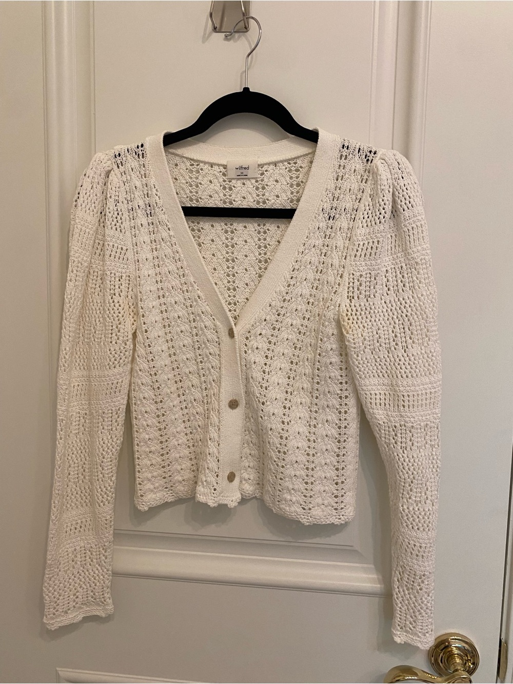 Wilfred Cream Openwork Puff-Sleeve Cardigan
